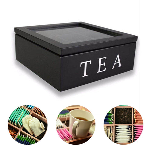 Tea Bag Jewelry Organizer Storage Box Compartments Tea Box Organizer Wood Sugar