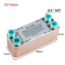 Load image into Gallery viewer, 20/30/40 Plates Heat Exchanger Wort Chiller, Stainless Steel Counterflow Chiller